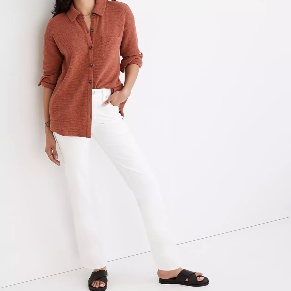 Madewell mid rise perfect vintage straight jeans tile white